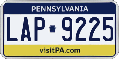 PA license plate LAP9225