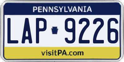 PA license plate LAP9226