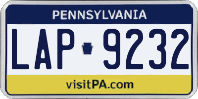 PA license plate LAP9232