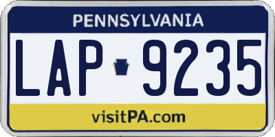 PA license plate LAP9235