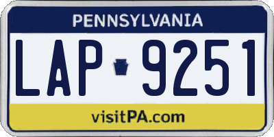 PA license plate LAP9251