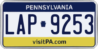 PA license plate LAP9253