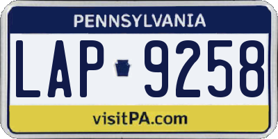 PA license plate LAP9258