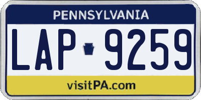 PA license plate LAP9259