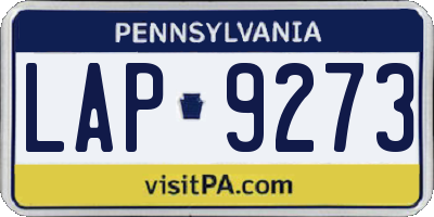 PA license plate LAP9273
