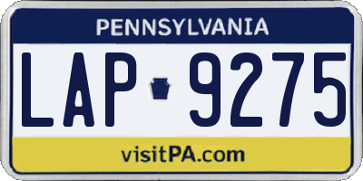 PA license plate LAP9275