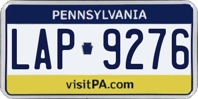 PA license plate LAP9276