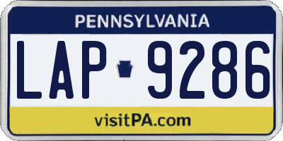 PA license plate LAP9286