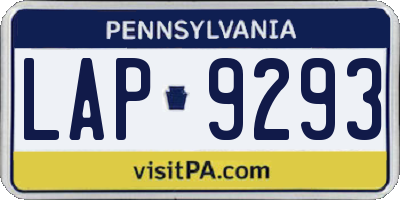 PA license plate LAP9293