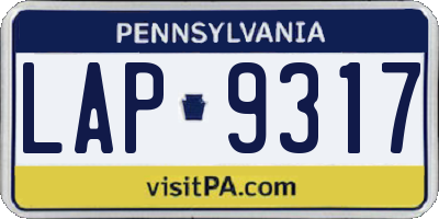 PA license plate LAP9317
