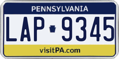 PA license plate LAP9345