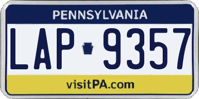 PA license plate LAP9357