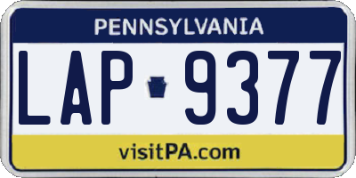 PA license plate LAP9377