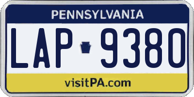 PA license plate LAP9380