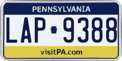 PA license plate LAP9388