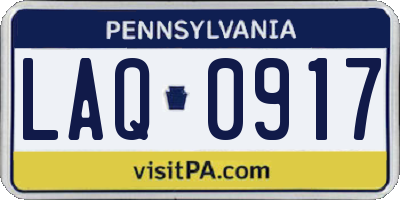 PA license plate LAQ0917