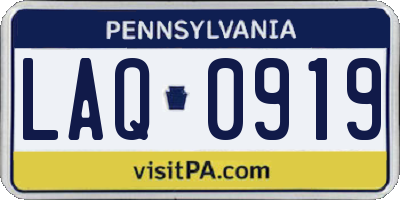 PA license plate LAQ0919