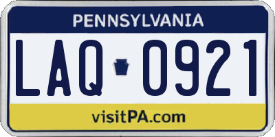PA license plate LAQ0921