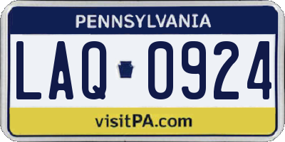 PA license plate LAQ0924