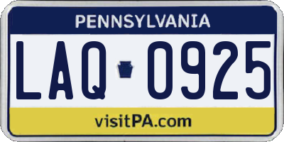 PA license plate LAQ0925