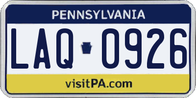 PA license plate LAQ0926