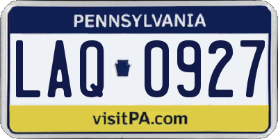 PA license plate LAQ0927