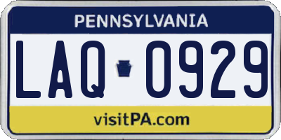PA license plate LAQ0929