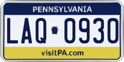PA license plate LAQ0930