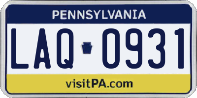 PA license plate LAQ0931