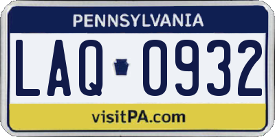PA license plate LAQ0932