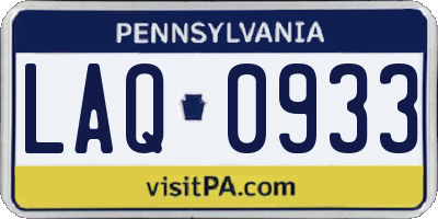 PA license plate LAQ0933