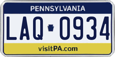 PA license plate LAQ0934