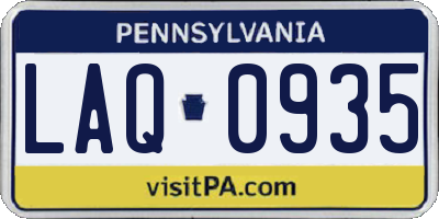 PA license plate LAQ0935