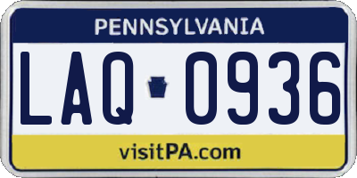 PA license plate LAQ0936