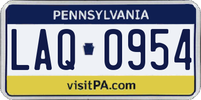 PA license plate LAQ0954