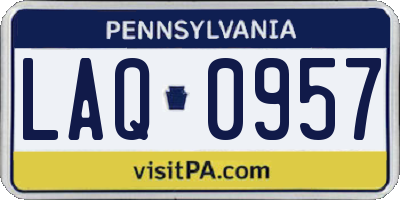 PA license plate LAQ0957