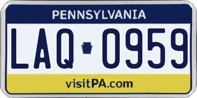 PA license plate LAQ0959