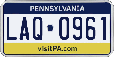 PA license plate LAQ0961