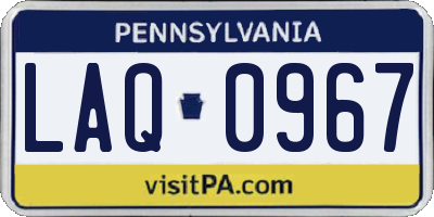 PA license plate LAQ0967