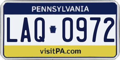 PA license plate LAQ0972