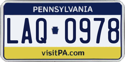 PA license plate LAQ0978