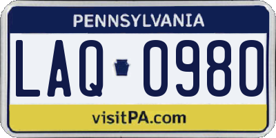 PA license plate LAQ0980