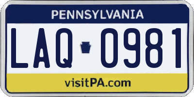 PA license plate LAQ0981