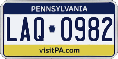 PA license plate LAQ0982