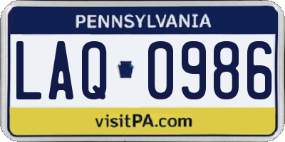 PA license plate LAQ0986