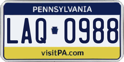 PA license plate LAQ0988