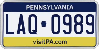 PA license plate LAQ0989