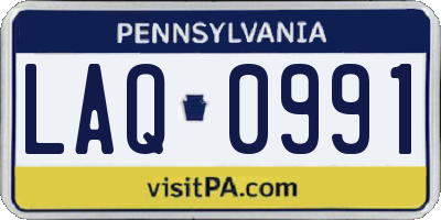 PA license plate LAQ0991