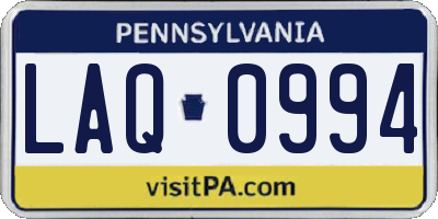 PA license plate LAQ0994