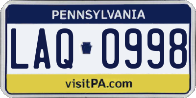 PA license plate LAQ0998